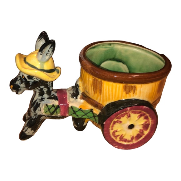Vintage 1950’s Planter Donkey Pulling Cart Hand Painted Made in Japan - Picture 7 of 11